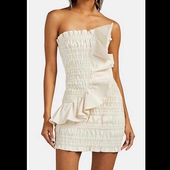 AREA**Ivory Ruched Lame Cocktail Dress*Large $980 - Picture 3 of 12